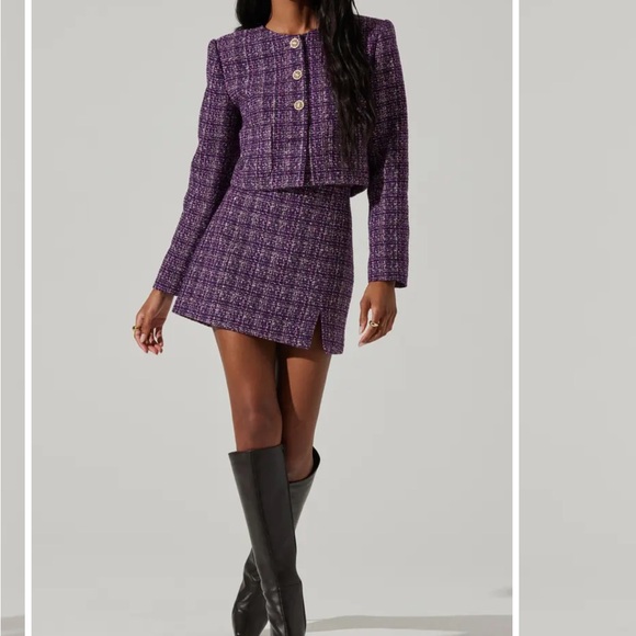 Lyssa Tweed Jacket by ASTR the Label Purple/black size Medium New with tags - Picture 2 of 2